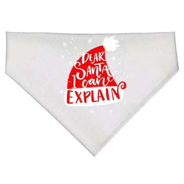 Santa Hat Dear Santa I Can Explain Christmas USA-Made Doggie Bandana