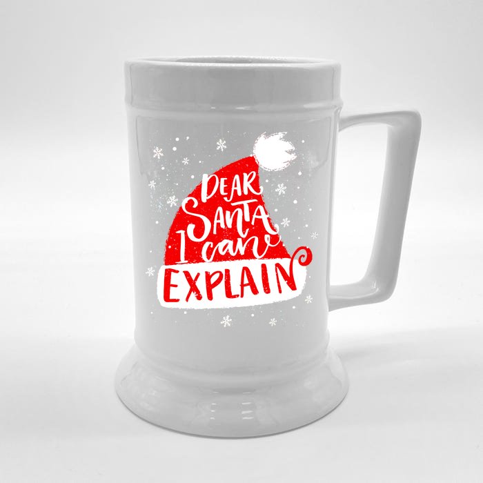 Santa Hat Dear Santa I Can Explain Christmas Front & Back Beer Stein