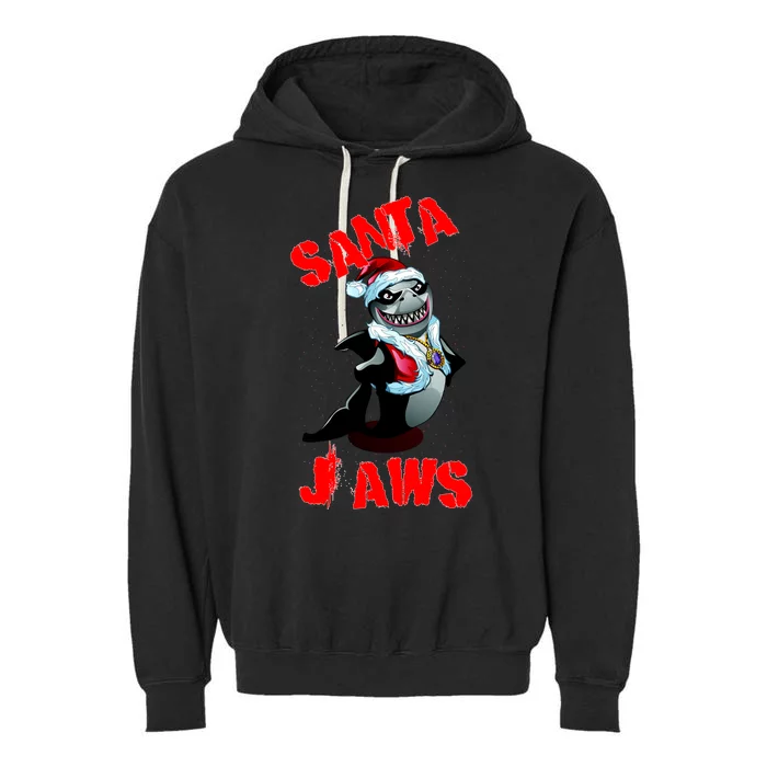 Santa Jaws Christmas Garment-Dyed Fleece Hoodie