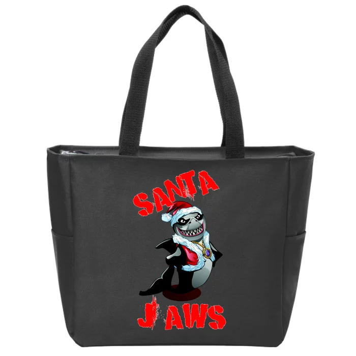 Santa Jaws Christmas Zip Tote Bag