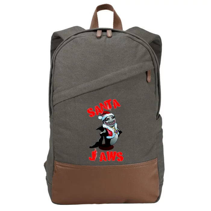 Santa Jaws Christmas Cotton Canvas Backpack