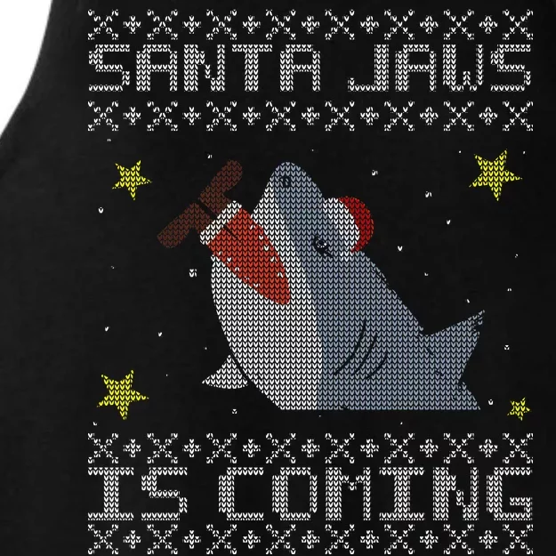 Santa Jaws Is Coming Ugly Christmas Ladies Tri-Blend Wicking Tank