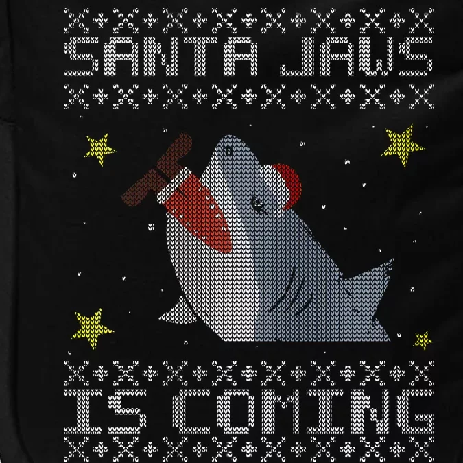 Santa Jaws Is Coming Ugly Christmas Impact Tech Backpack