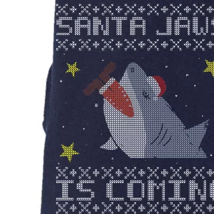 Santa Jaws Is Coming Ugly Christmas Doggie 3-End Fleece Hoodie