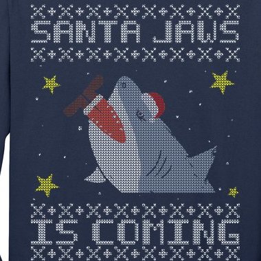 Santa Jaws Is Coming Ugly Christmas Long Sleeve Shirt