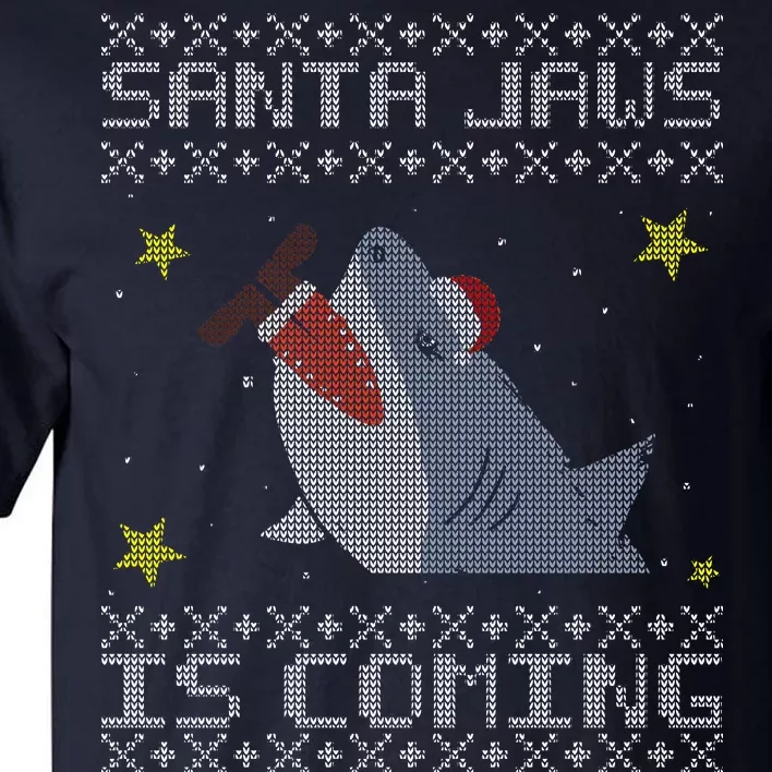 Santa Jaws Is Coming Ugly Christmas Tall T-Shirt