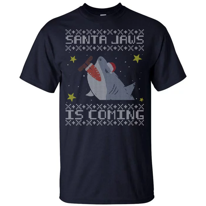 Santa Jaws Is Coming Ugly Christmas Tall T-Shirt