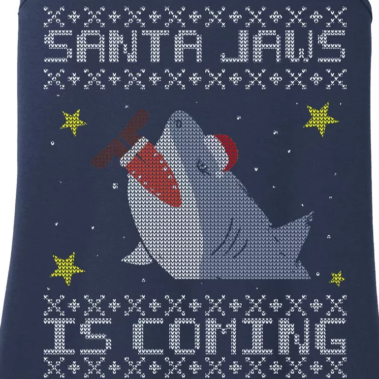 Santa Jaws Is Coming Ugly Christmas Ladies Essential Tank