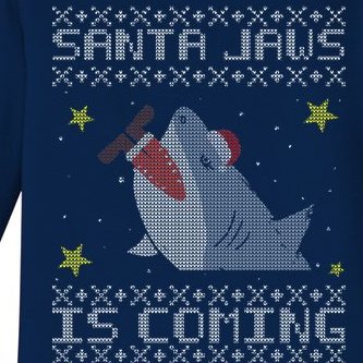 Santa Jaws Is Coming Ugly Christmas Baby Long Sleeve Bodysuit