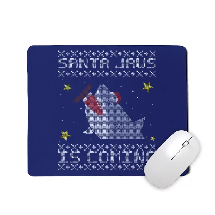 Santa Jaws Is Coming Ugly Christmas Mousepad