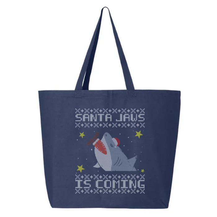 Santa Jaws Is Coming Ugly Christmas 25L Jumbo Tote