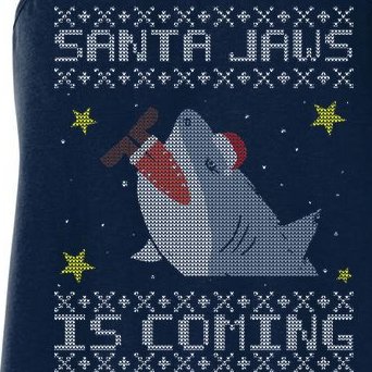 Santa Jaws Is Coming Ugly Christmas Women's Racerback Tank