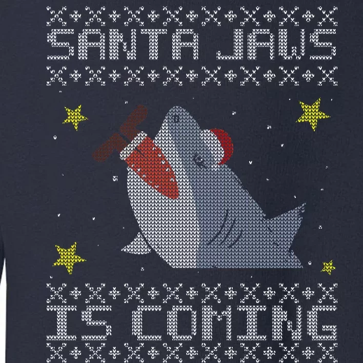 Santa Jaws Is Coming Ugly Christmas Toddler Sweatshirt