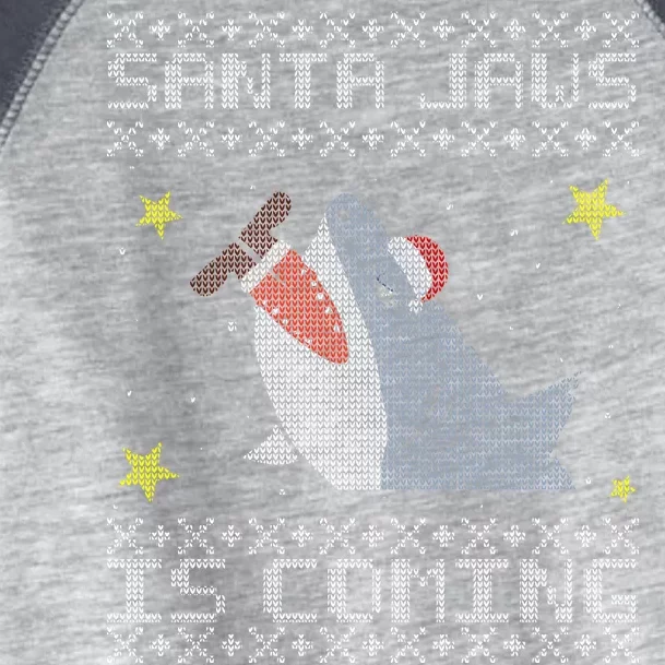 Santa Jaws Is Coming Ugly Christmas Toddler Fine Jersey T-Shirt