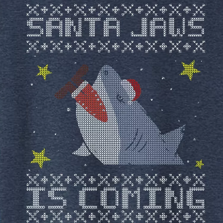 Santa Jaws Is Coming Ugly Christmas Women's Crop Top Tee