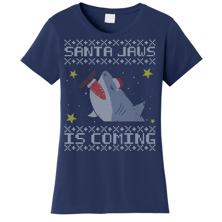 Santa Jaws Is Coming Ugly Christmas Women's T-Shirt