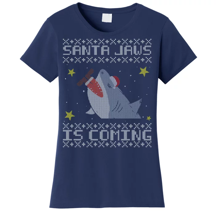 Santa Jaws Is Coming Ugly Christmas Women's T-Shirt