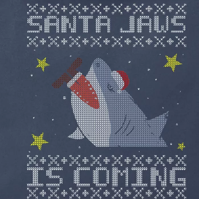 Santa Jaws Is Coming Ugly Christmas Zip Tote Bag