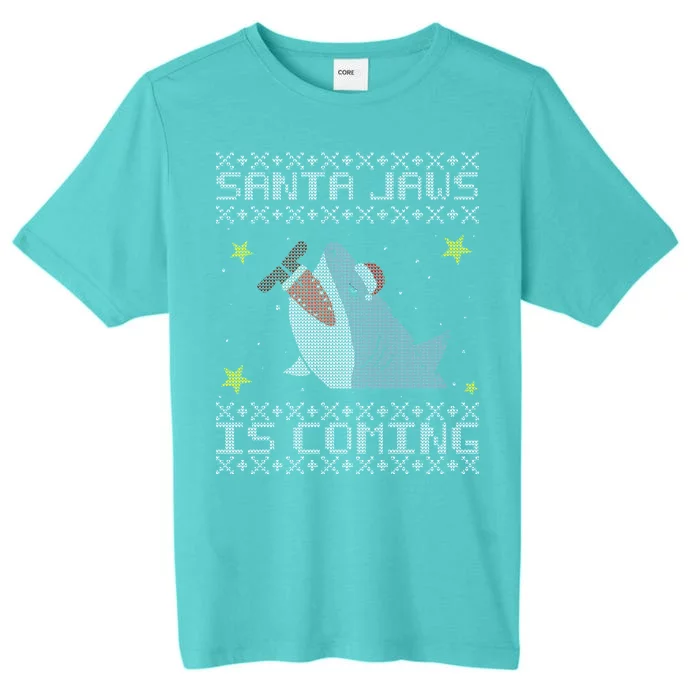 Santa Jaws Is Coming Ugly Christmas ChromaSoft Performance T-Shirt