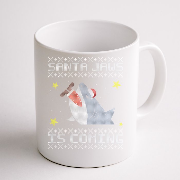 Santa Jaws Is Coming Ugly Christmas Front & Back Coffee Mug