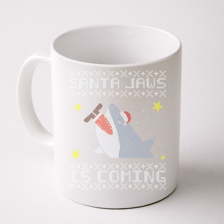 Santa Jaws Is Coming Ugly Christmas Coffee Mug