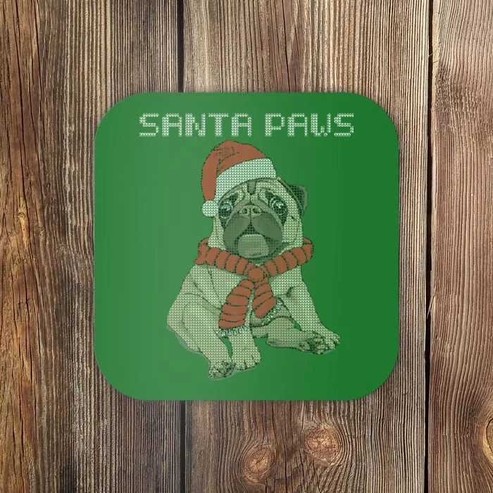 Santa Paws Pug Coaster