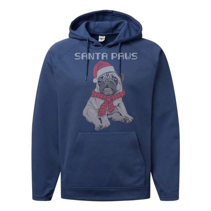 Santa Paws Pug Performance Fleece Hoodie