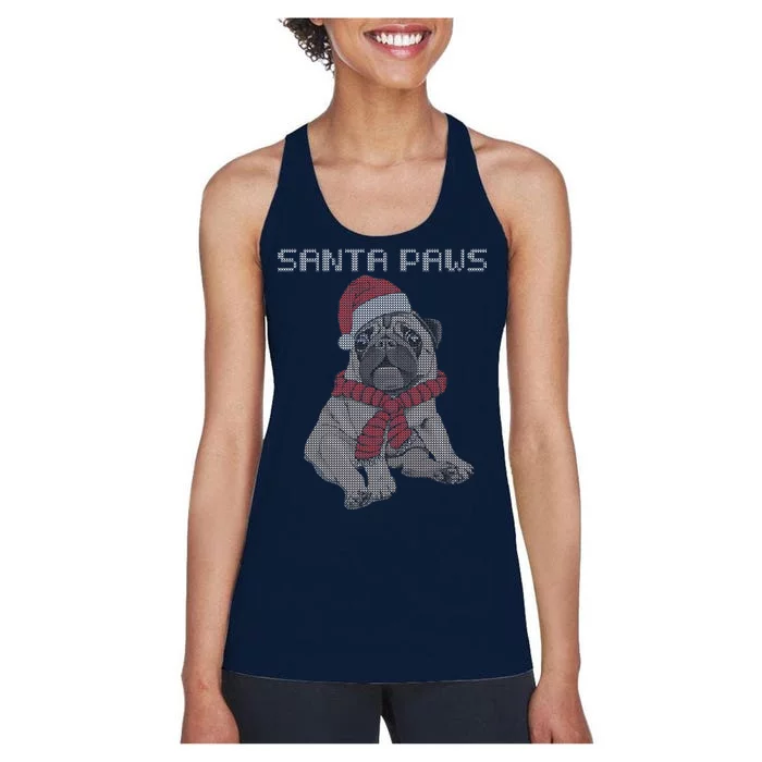 Santa Paws Pug Women's Racerback Tank