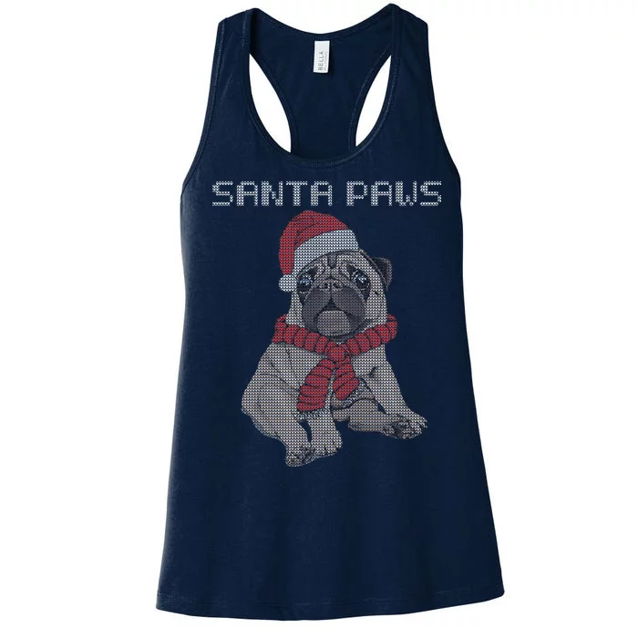 Santa Paws Pug Women's Racerback Tank