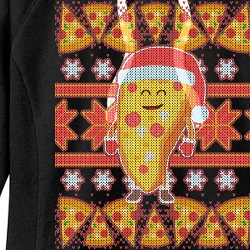 Santa Pizza Lover Ugly Christmas Sweater Women's Fleece Hoodie