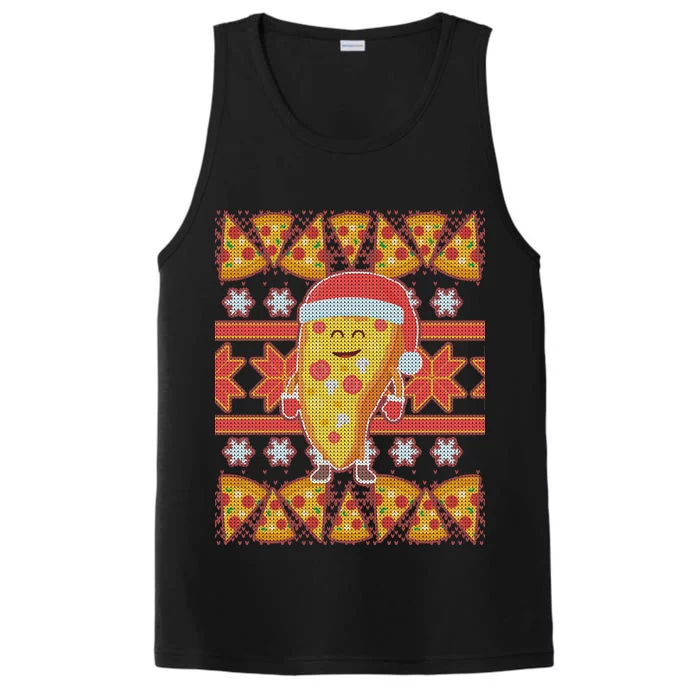 Santa Pizza Lover Ugly Christmas Sweater Performance Tank