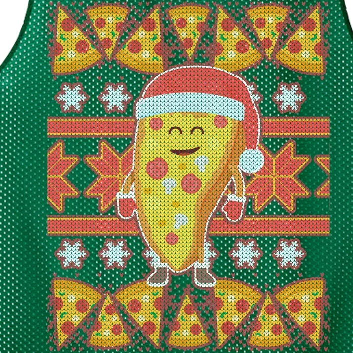 Santa Pizza Lover Ugly Christmas Sweater Mesh Reversible Basketball Jersey Tank