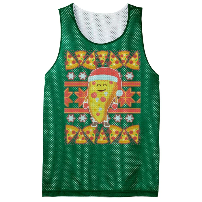 Santa Pizza Lover Ugly Christmas Sweater Mesh Reversible Basketball Jersey Tank