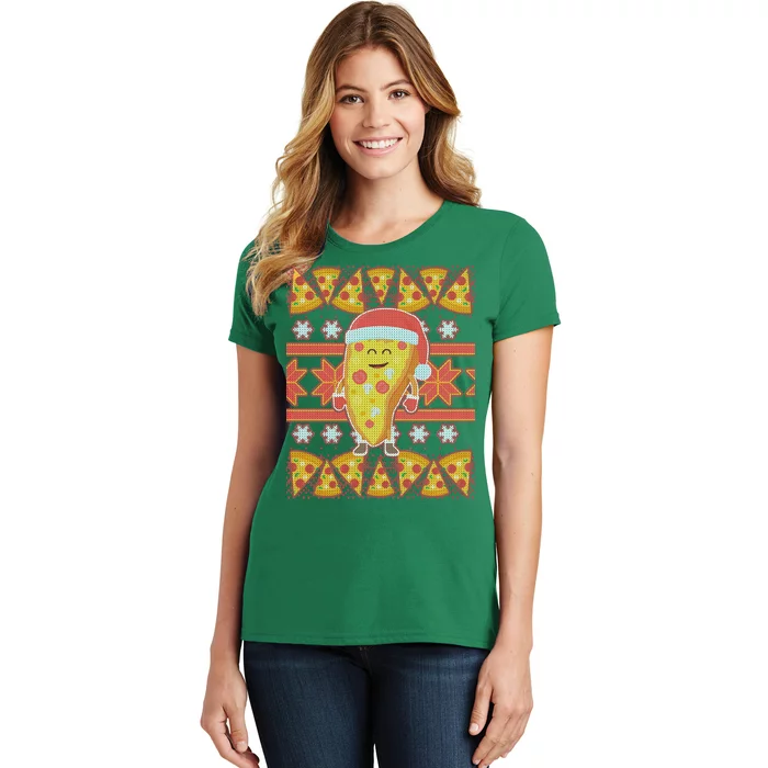 Santa Pizza Lover Ugly Christmas Sweater Women's T-Shirt