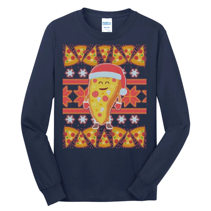 Santa Pizza Lover Ugly Christmas Sweater Tall Long Sleeve T-Shirt