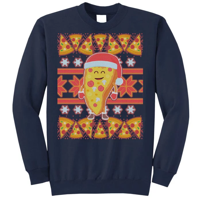 Santa Pizza Lover Ugly Christmas Sweater Tall Sweatshirt