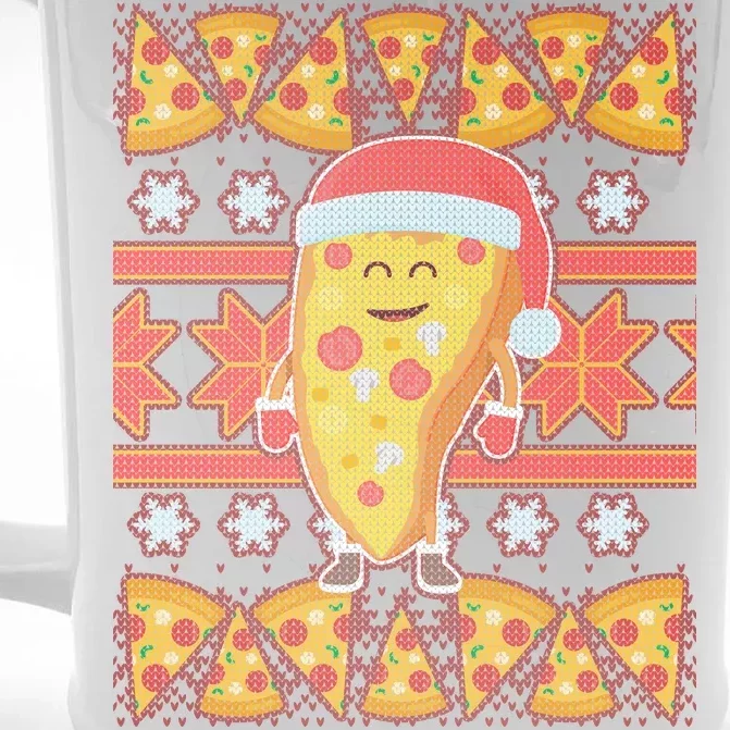 Santa Pizza Lover Ugly Christmas Sweater Front & Back Beer Stein