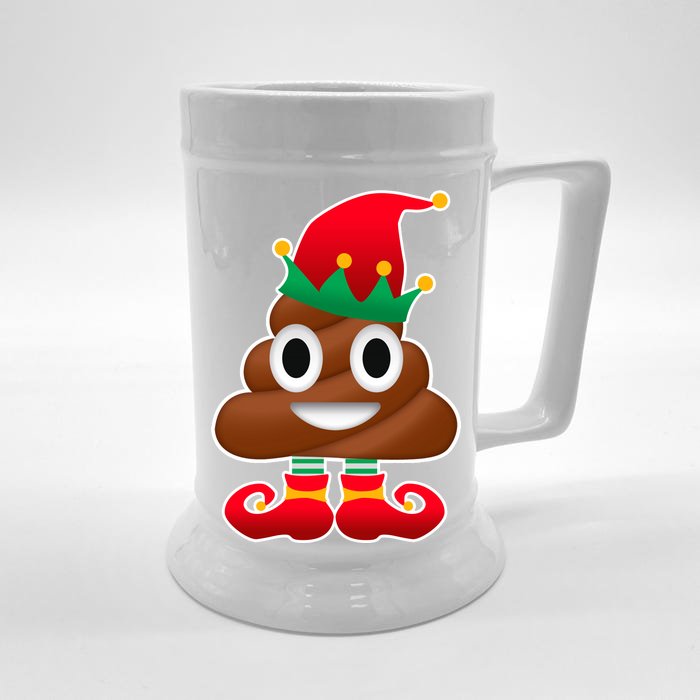 Santa Poop Emoji Christmas Front & Back Beer Stein