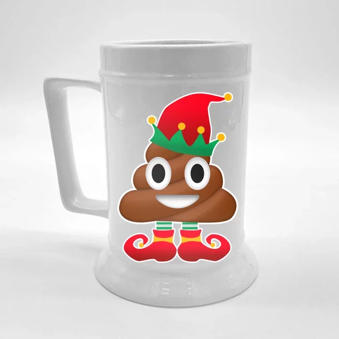 Santa Poop Emoji Christmas Front & Back Beer Stein