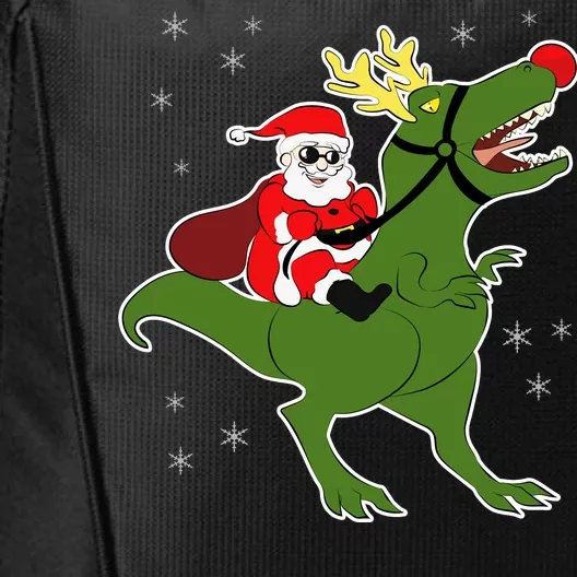 Santa Riding T-Rex City Backpack