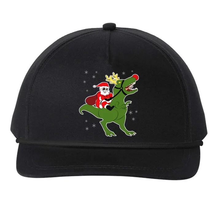 Santa Riding T-Rex Snapback Five-Panel Rope Hat