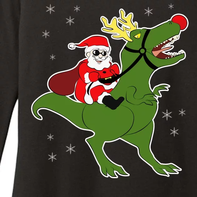 Santa Riding T-Rex Womens CVC Long Sleeve Shirt