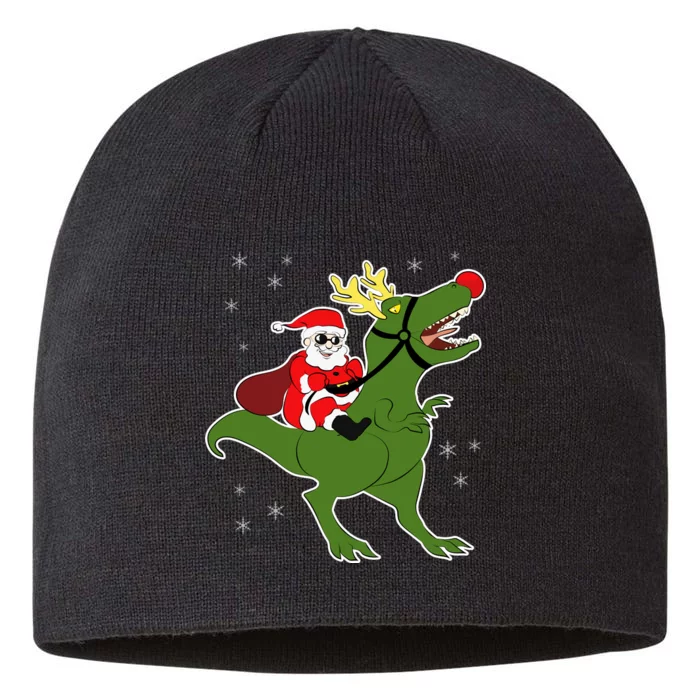 Santa Riding T-Rex 8 1/2in Sustainable Knit Beanie