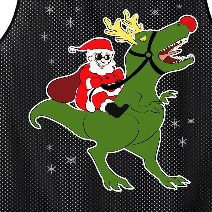 Santa Riding T-Rex Mesh Reversible Basketball Jersey Tank