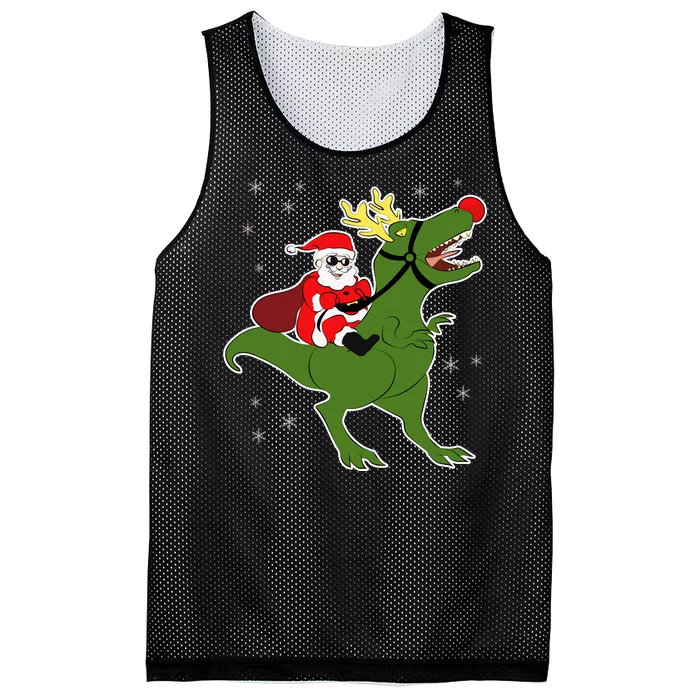 Santa Riding T-Rex Mesh Reversible Basketball Jersey Tank