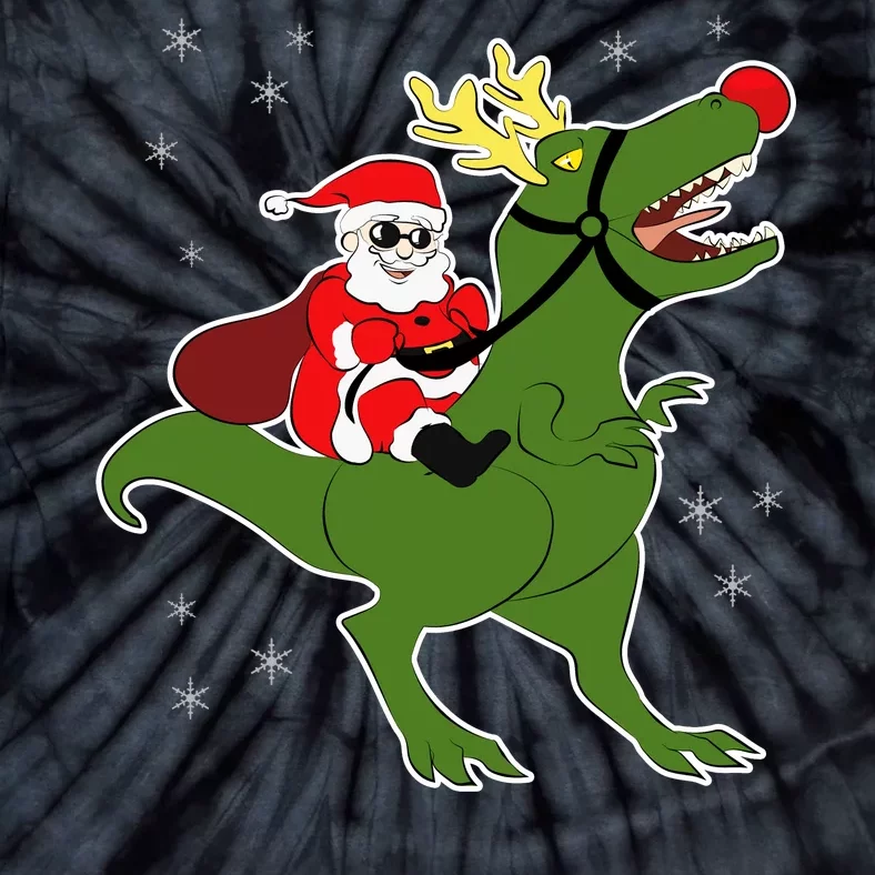 Santa Riding T-Rex Tie-Dye T-Shirt