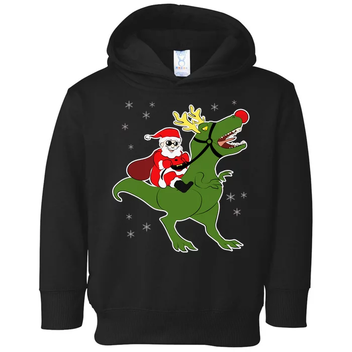 Santa Riding T-Rex Toddler Hoodie