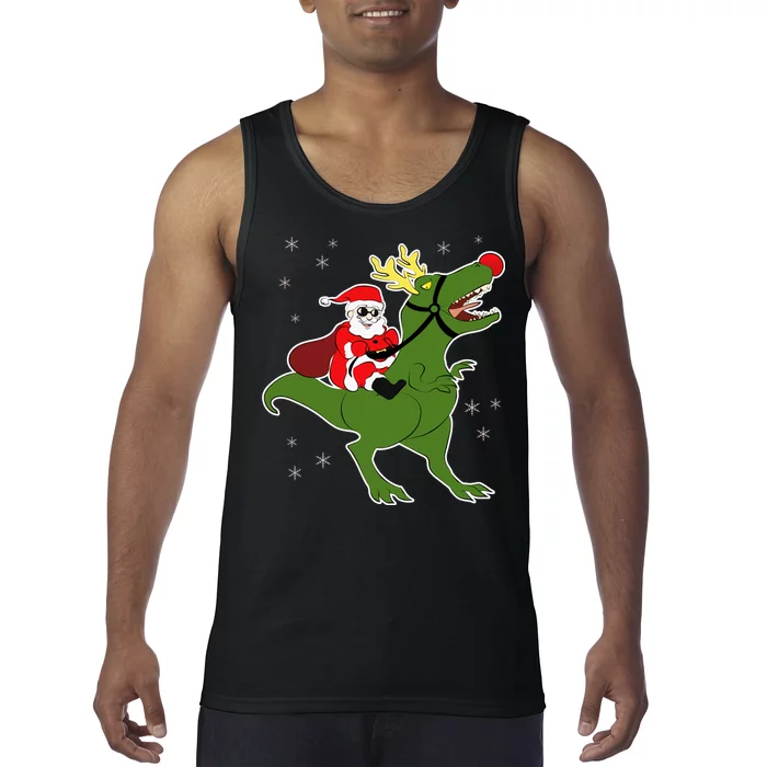 Santa Riding T-Rex Tank Top