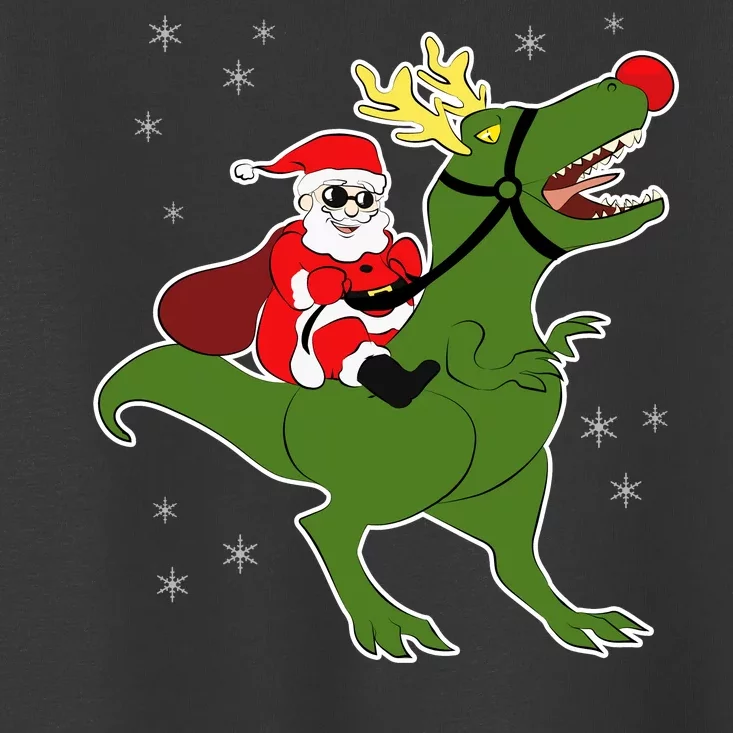 Santa Riding T-Rex Toddler T-Shirt