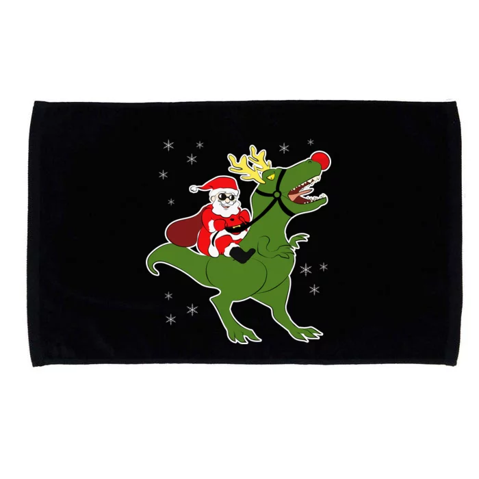 Santa Riding T-Rex Microfiber Hand Towel